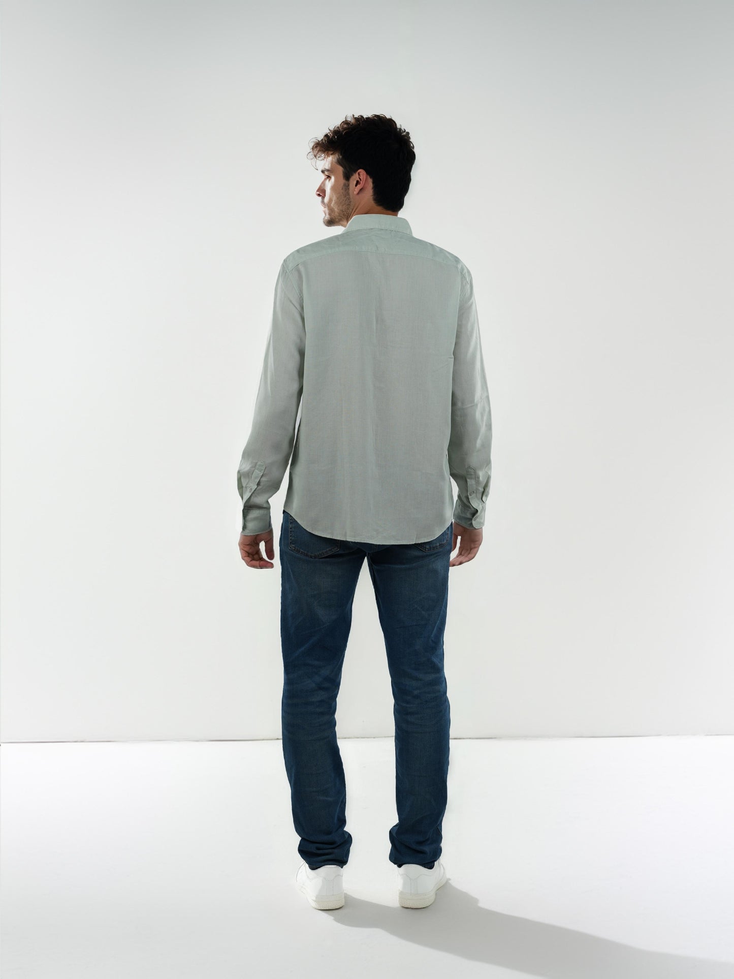 Green Solid Linen Shirt