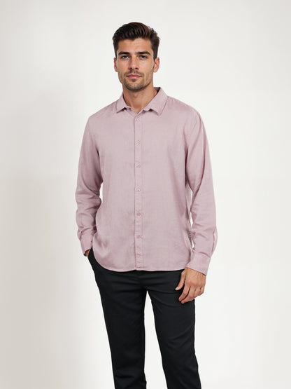 Mauve Solid Linen Shirt