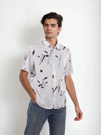 White Printed Viscose Shirt