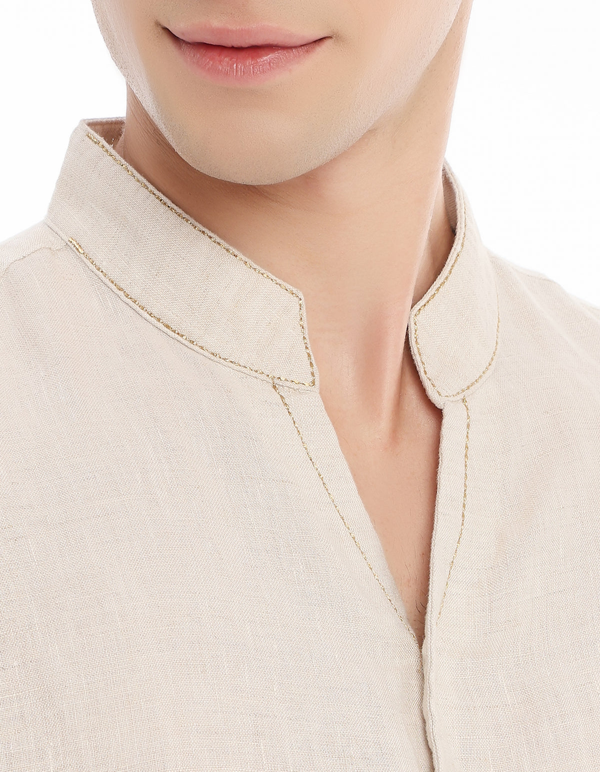 Regular Fit 100% Linen Solid Shirts - Cream