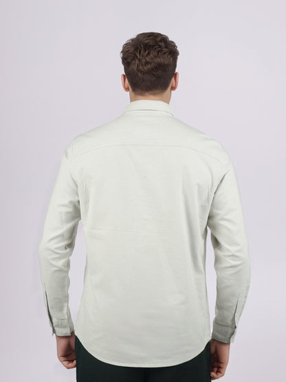 Celio* Men Cream Solid Regular Fit Cotton Shirts