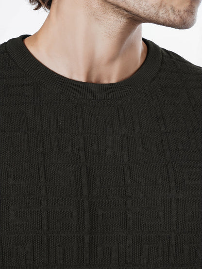 Celio* Solid Regular Fit Cotton Olive T-Shirts