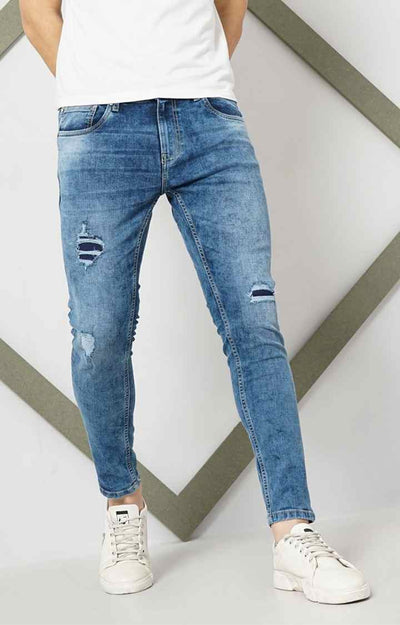 Celio* Cotton-Blend Skinny Fit Blue Jean