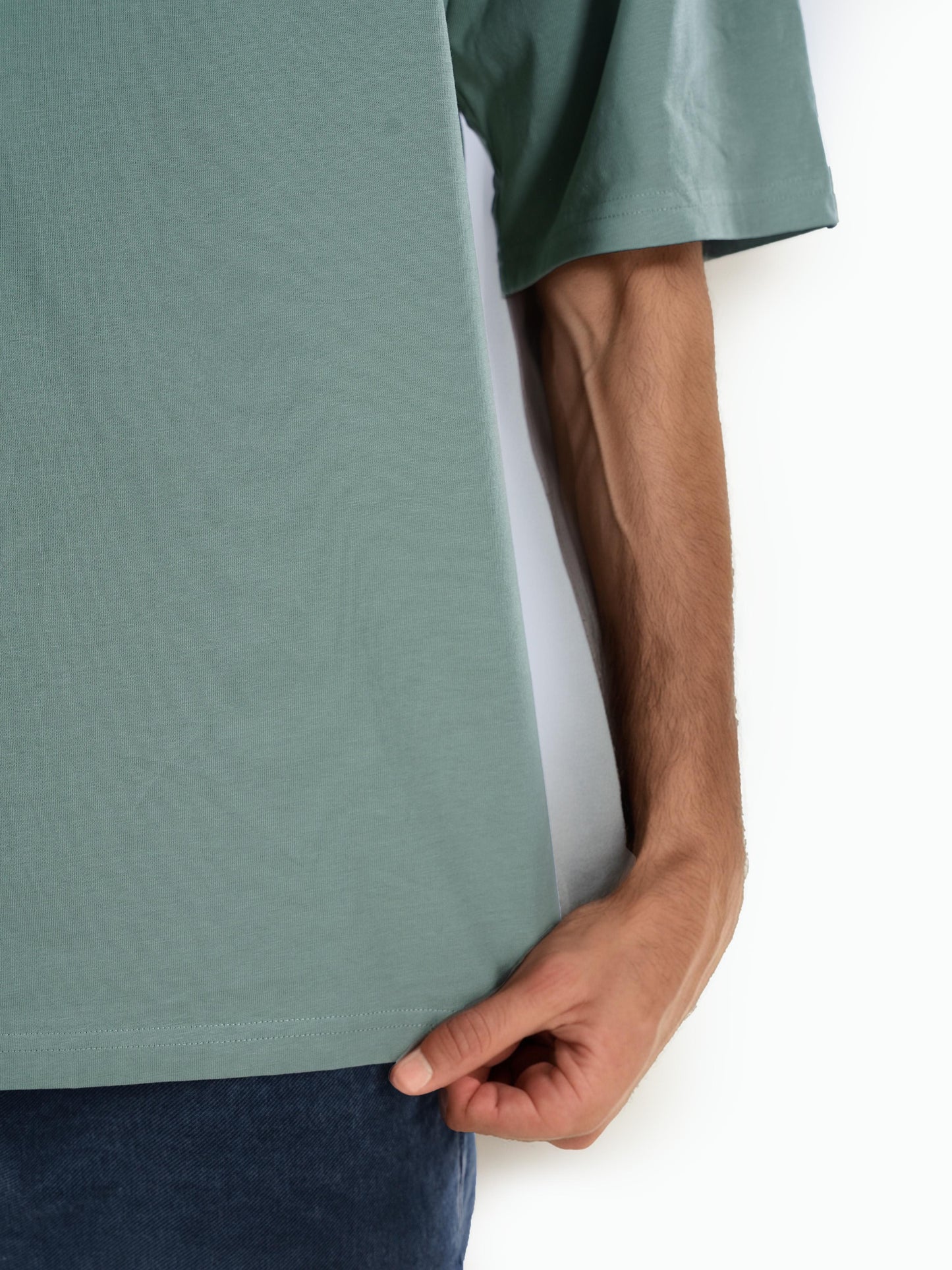 Green Solid Cotton T-shirt