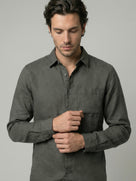 Celio Mens Khaki Solid Regular Fit Linen Shirts