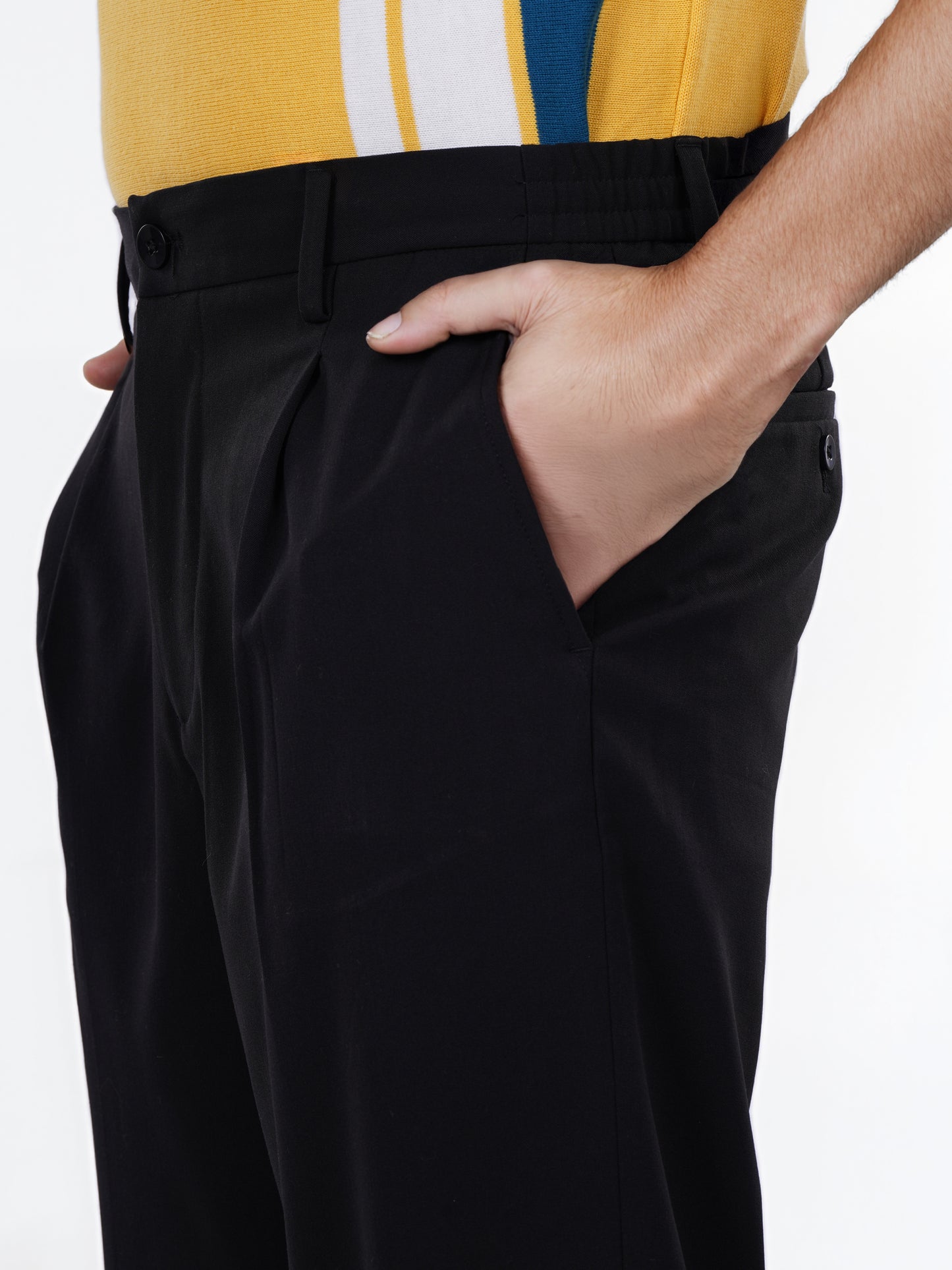 Celio* Poly-Blend Regular Fit Black Trousers