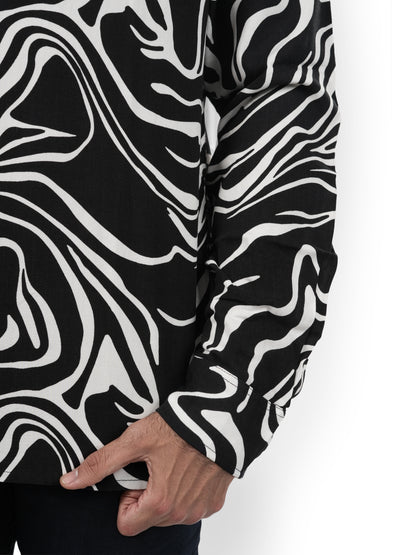 Black Printed Viscose Shirt