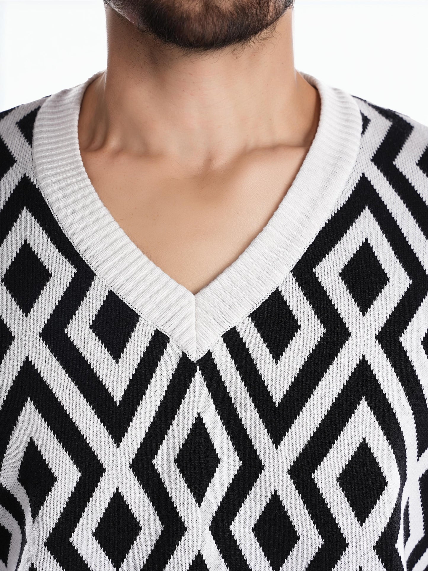 Black Printed Cotton Sweater