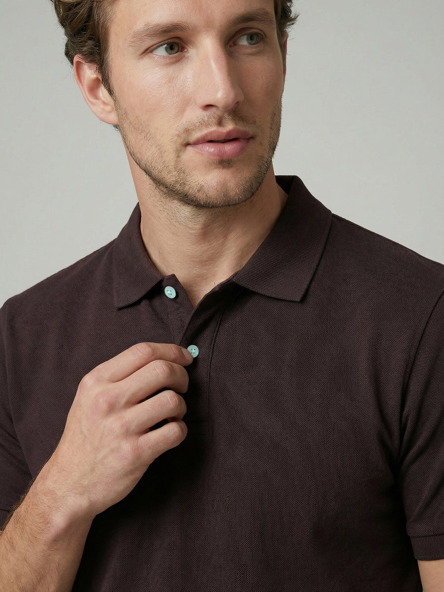 Celio Mens Brown Solid Slim Fit Cotton T-Shirts