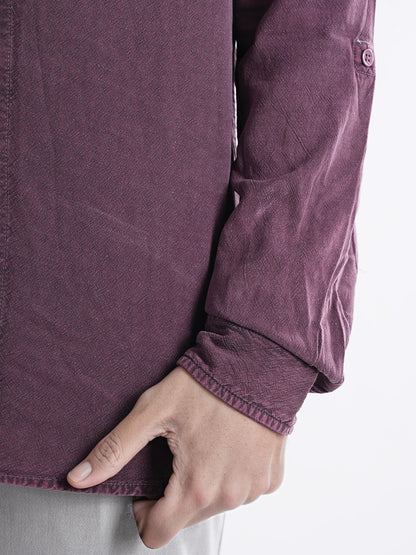 Purple Solid Cotton Shirt