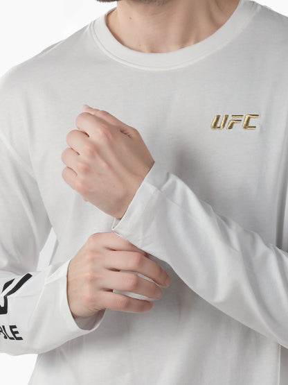 UFC - White Printed Oversized Cotton T-shirt