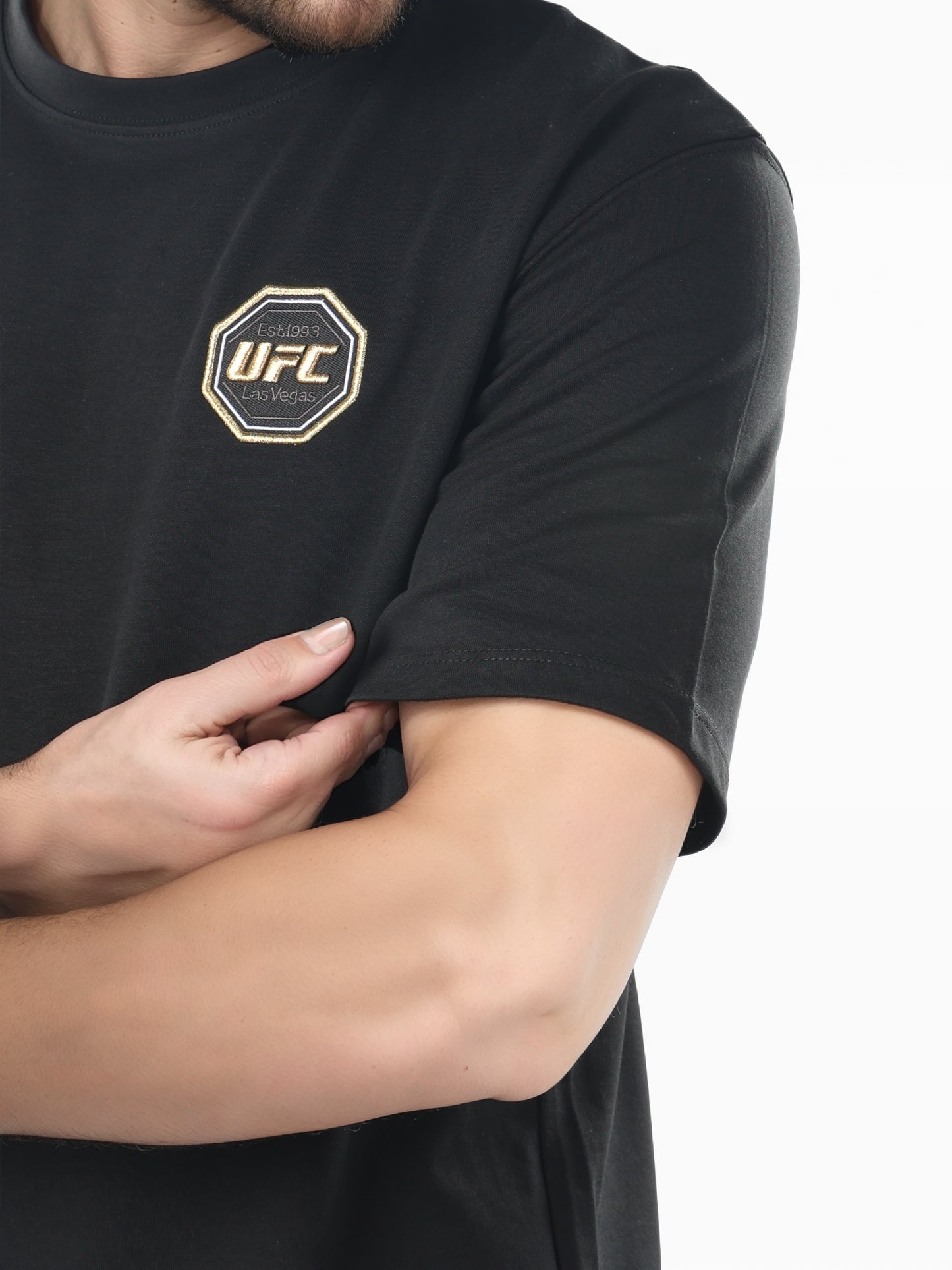 UFC - Black Printed Oversized Cotton Blend T-shirt