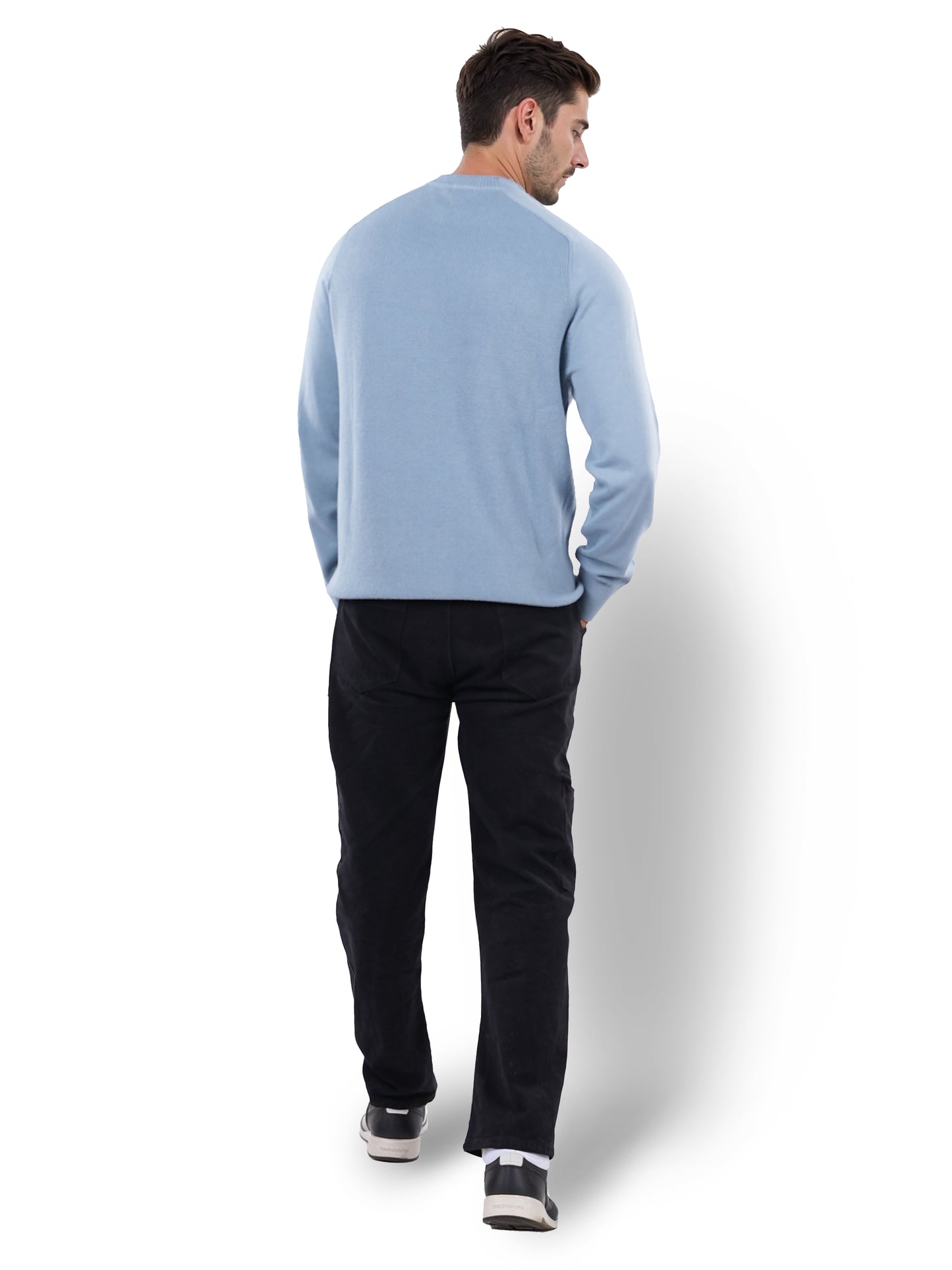 Blue Solid Cotton Sweater