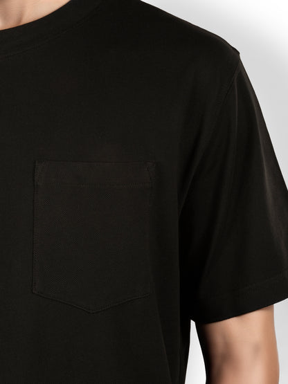 Black Solid Cotton T-shirt