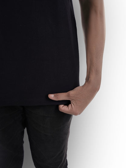 Black Colourblock Cotton T-shirt