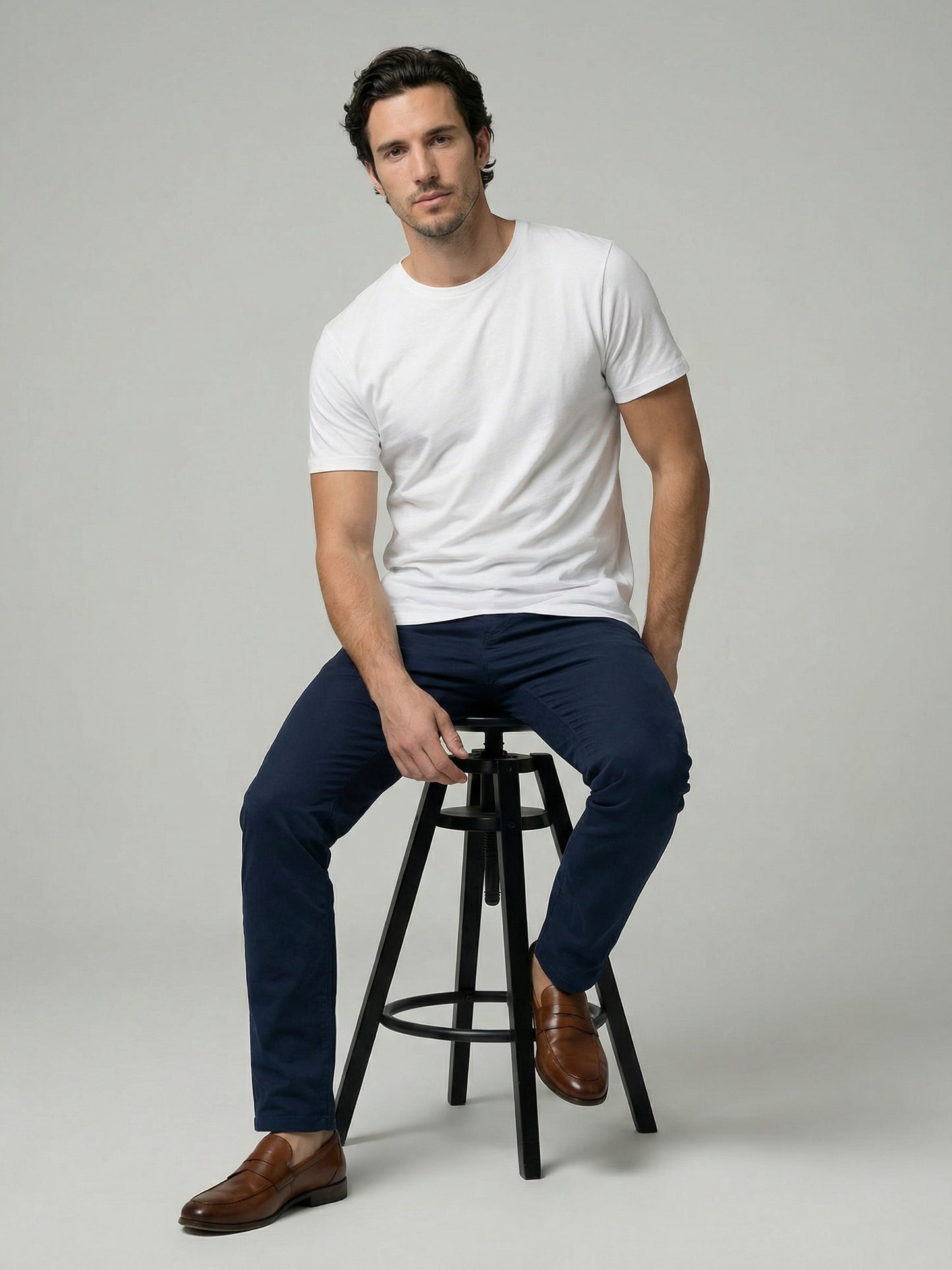 Celio Mens White Solid Slim Fit Cotton T-Shirts