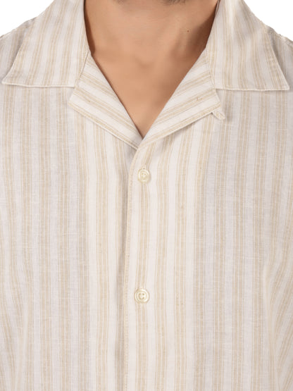 Brown Striped Linen Shirt