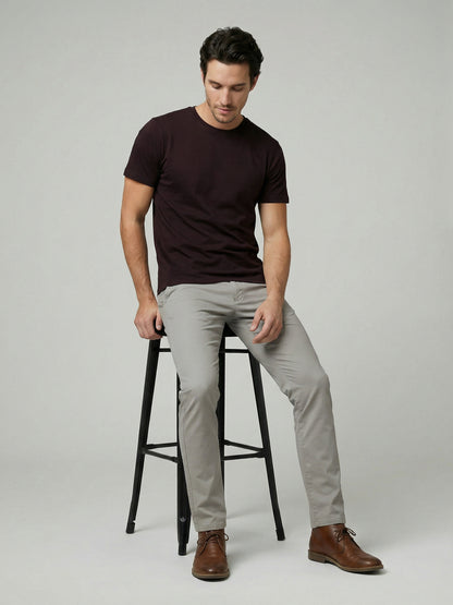 Celio Mens Brown Solid Slim Fit Cotton T-Shirts