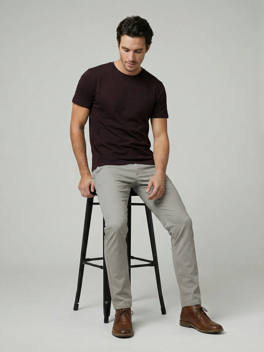 Celio Mens Brown Solid Slim Fit Cotton T-Shirts