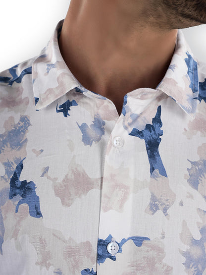 White Printed Cotton Shirt