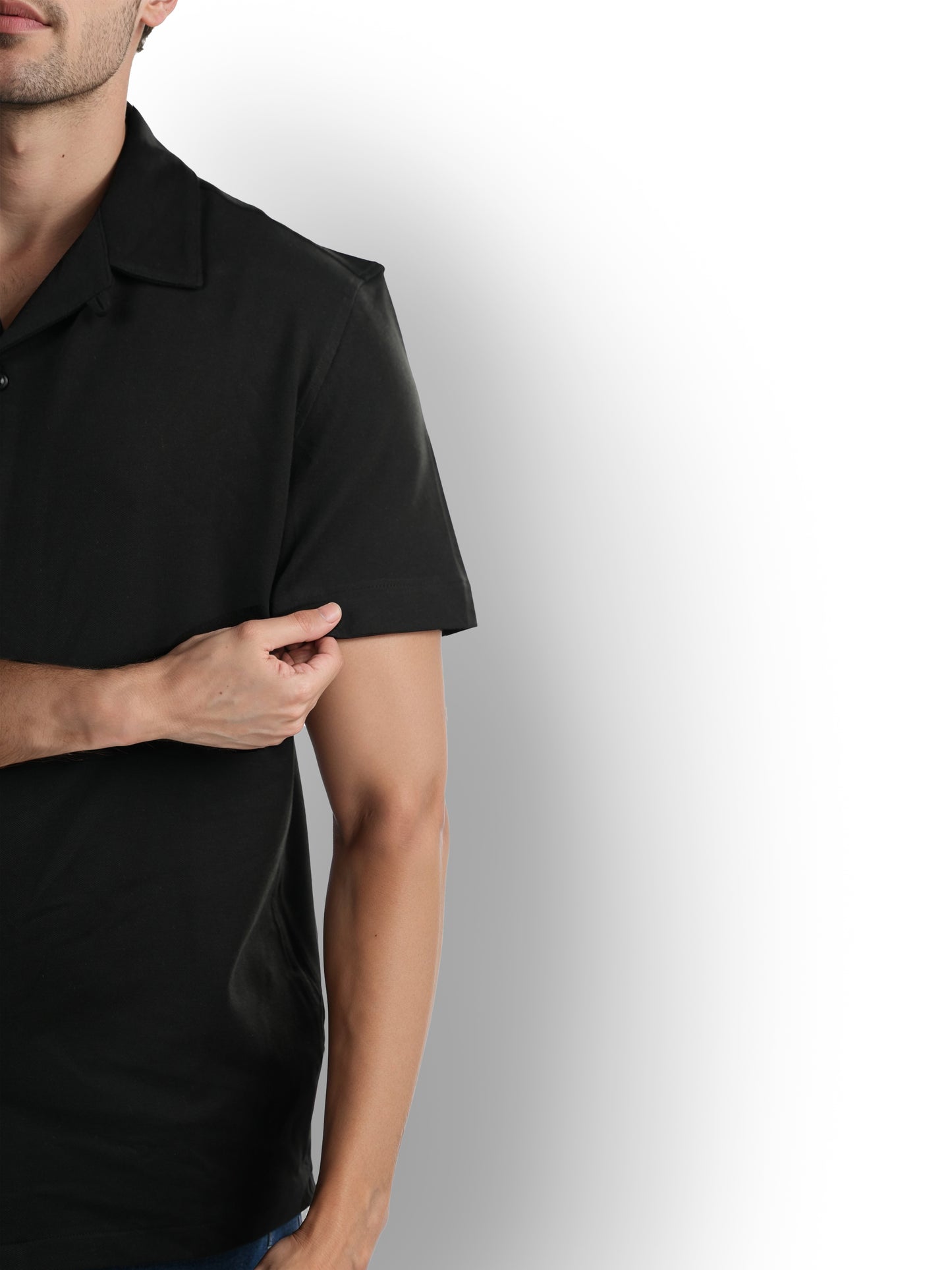 Black Solid Cotton Shirt