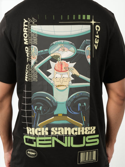 Rick & Morty Black Printed Cotton T-Shirt