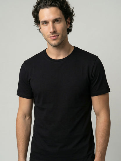 Celio Mens Black Solid Slim Fit Cotton T-Shirts