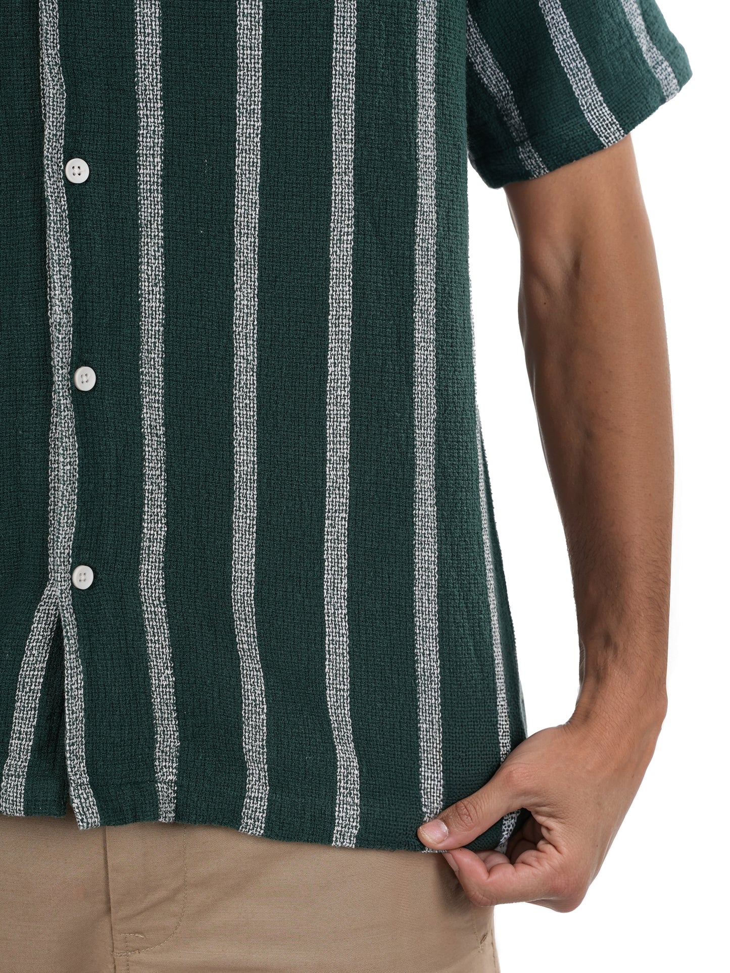 Green Striped Cotton Shirt