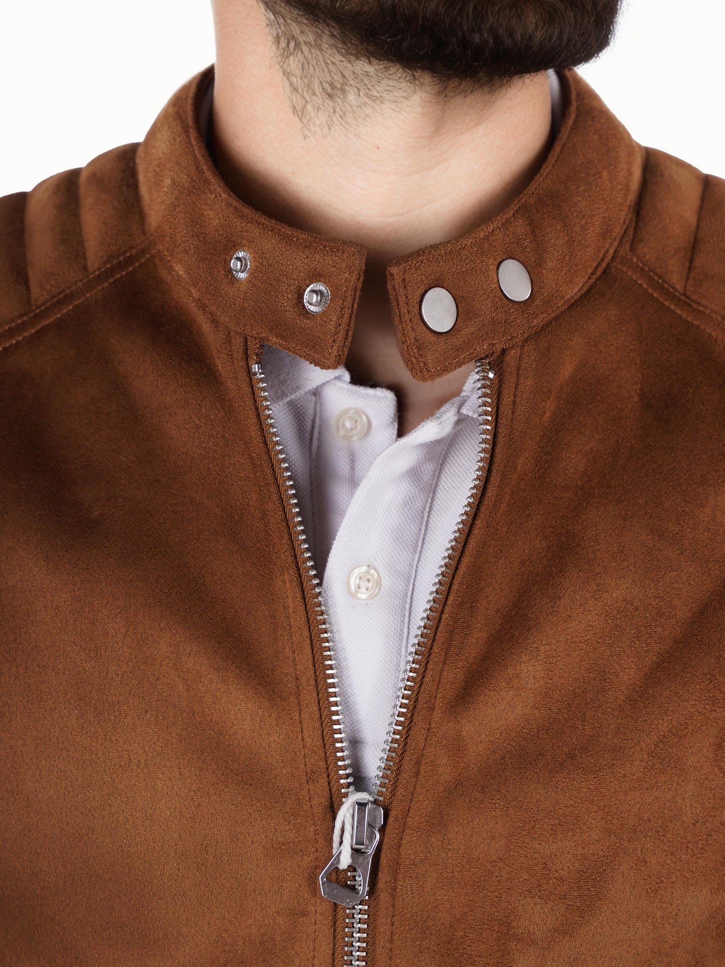 Brown Solid Polyamide Jacket