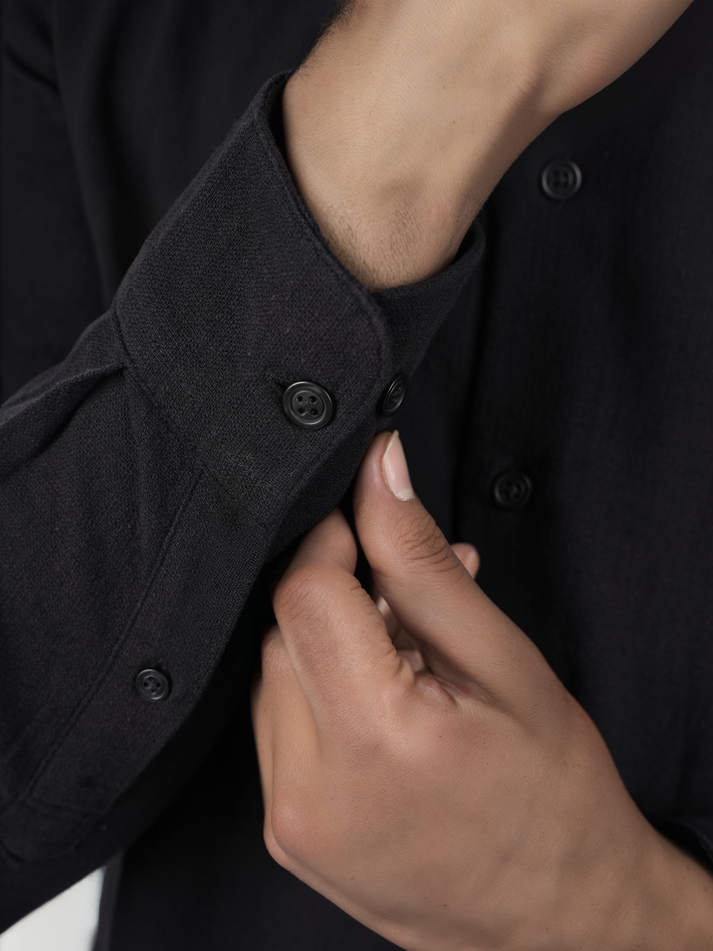 Black Solid Cotton Shirt