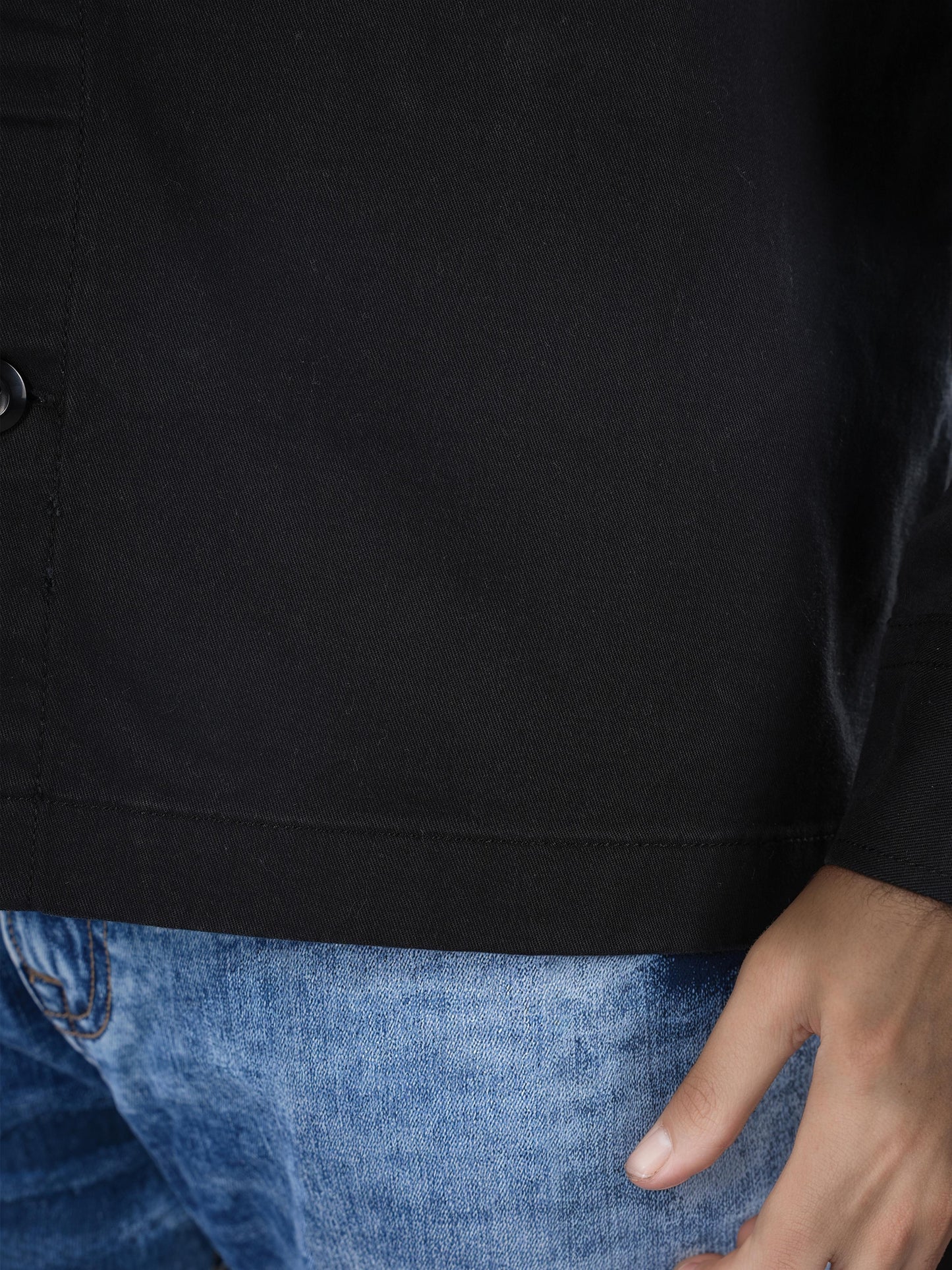 Black Solid Cotton Shirt