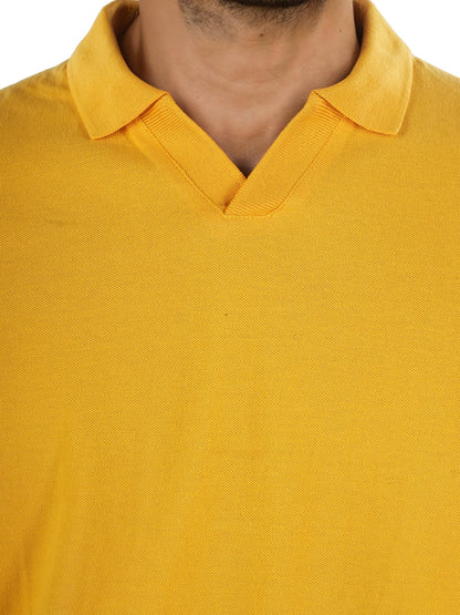 Orange Solid Cotton Polo