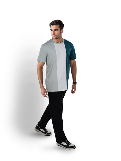 Green Colourblock Cotton T-shirt