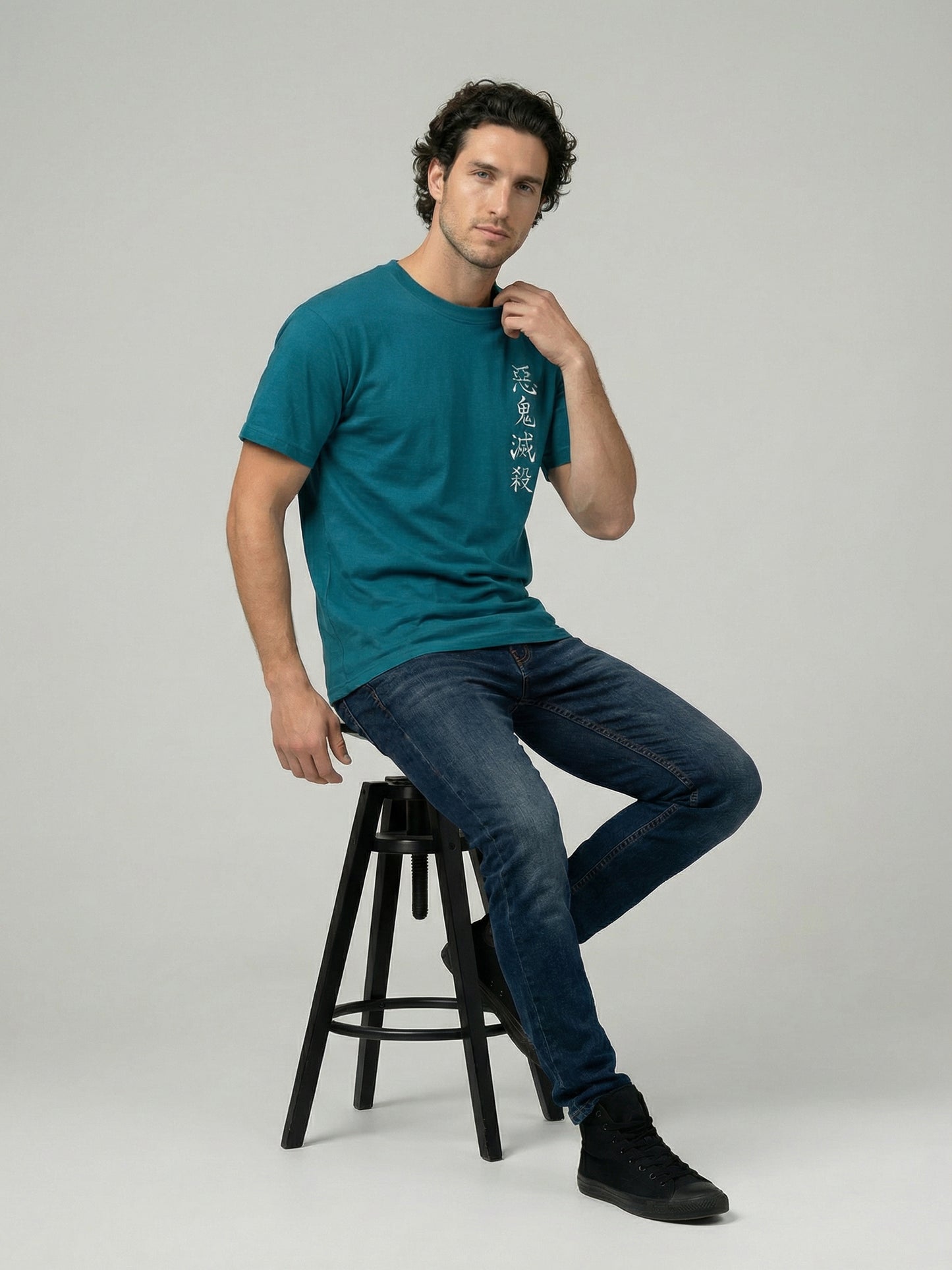 Celio Mens Blue Printed Regular Fit Cotton T-Shirts