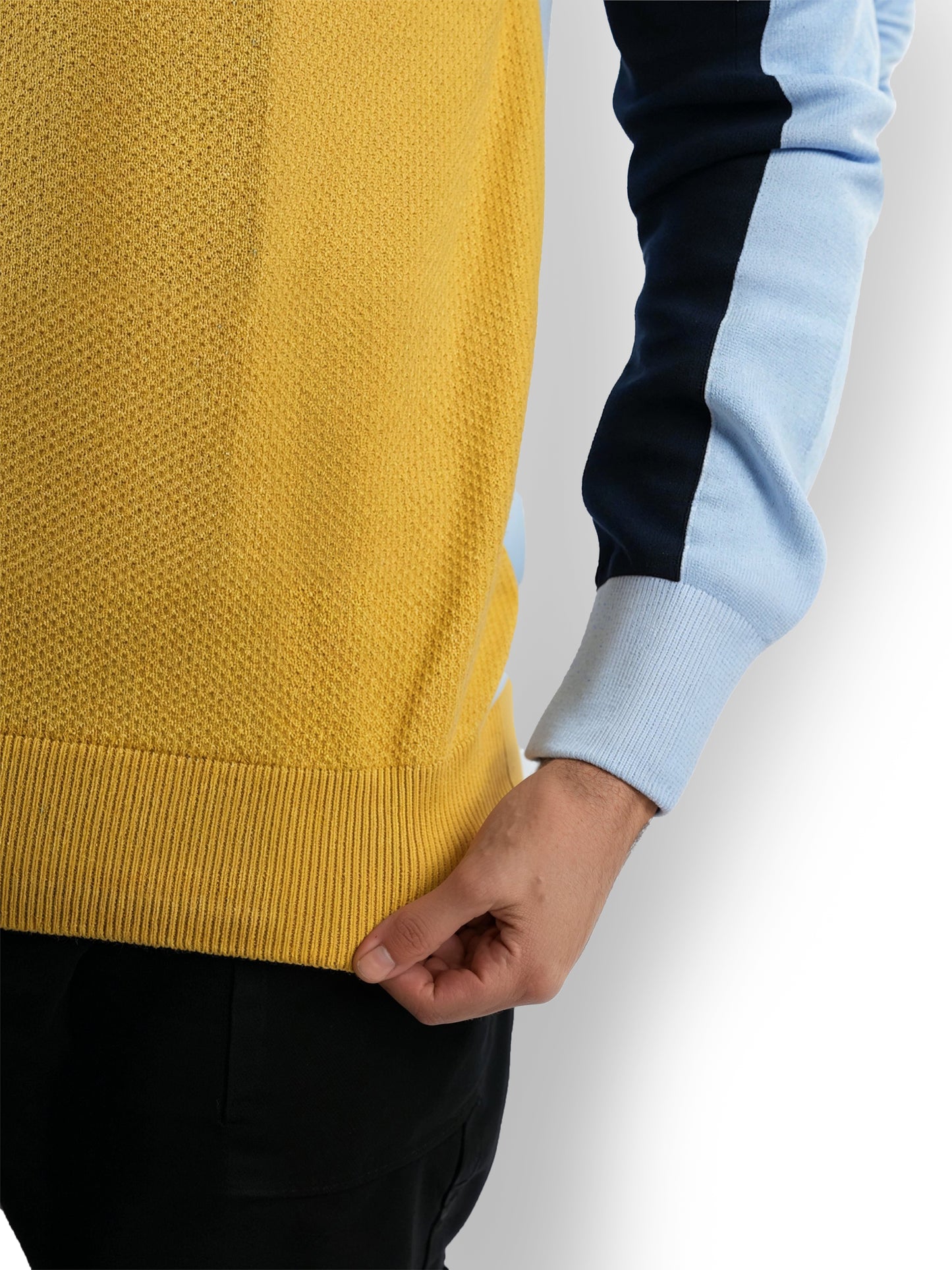 Blue Colourblock Cotton Sweater