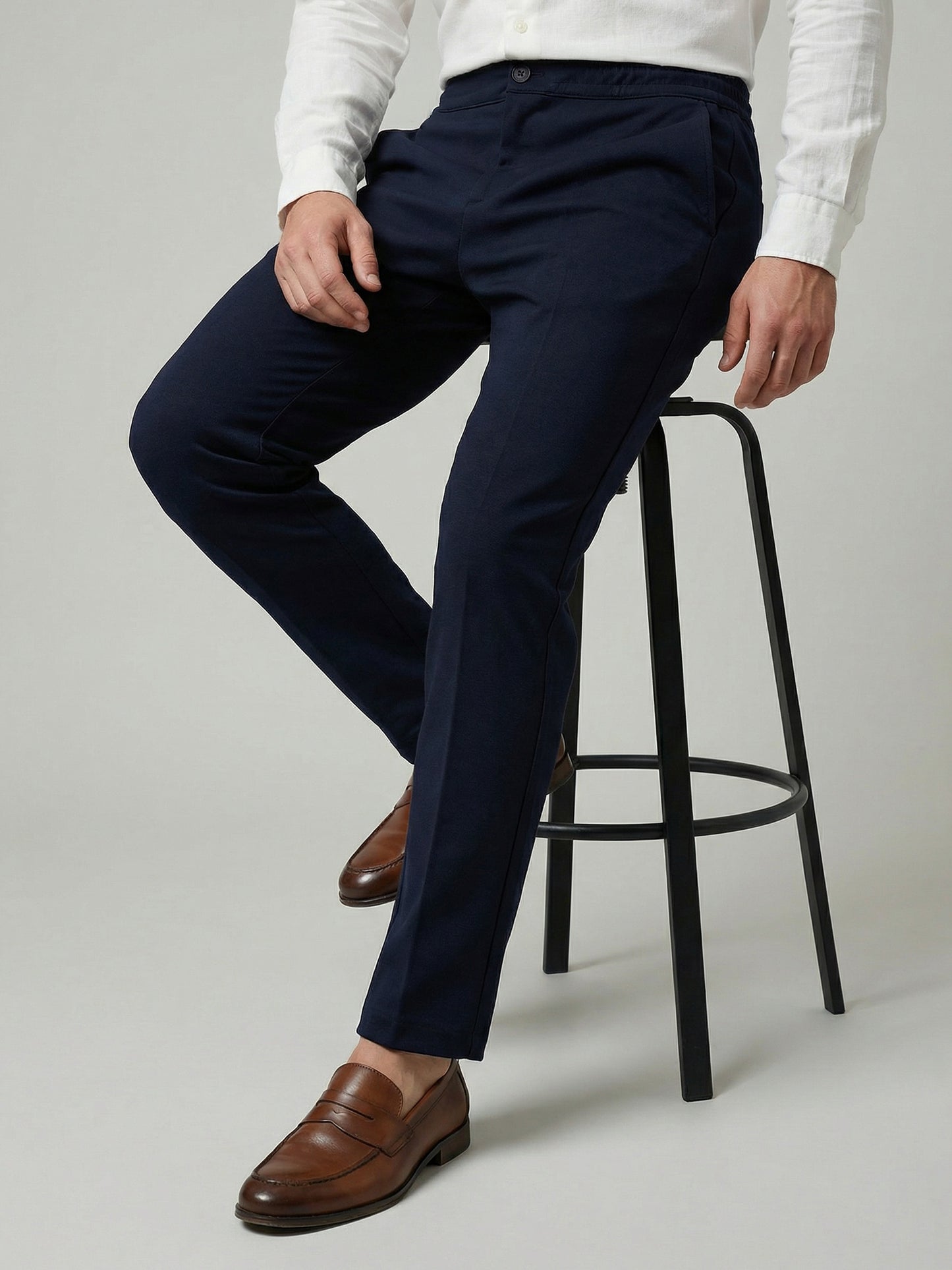 Celio Mens Navy Knit Slim Fit Cotton Casual Trouser