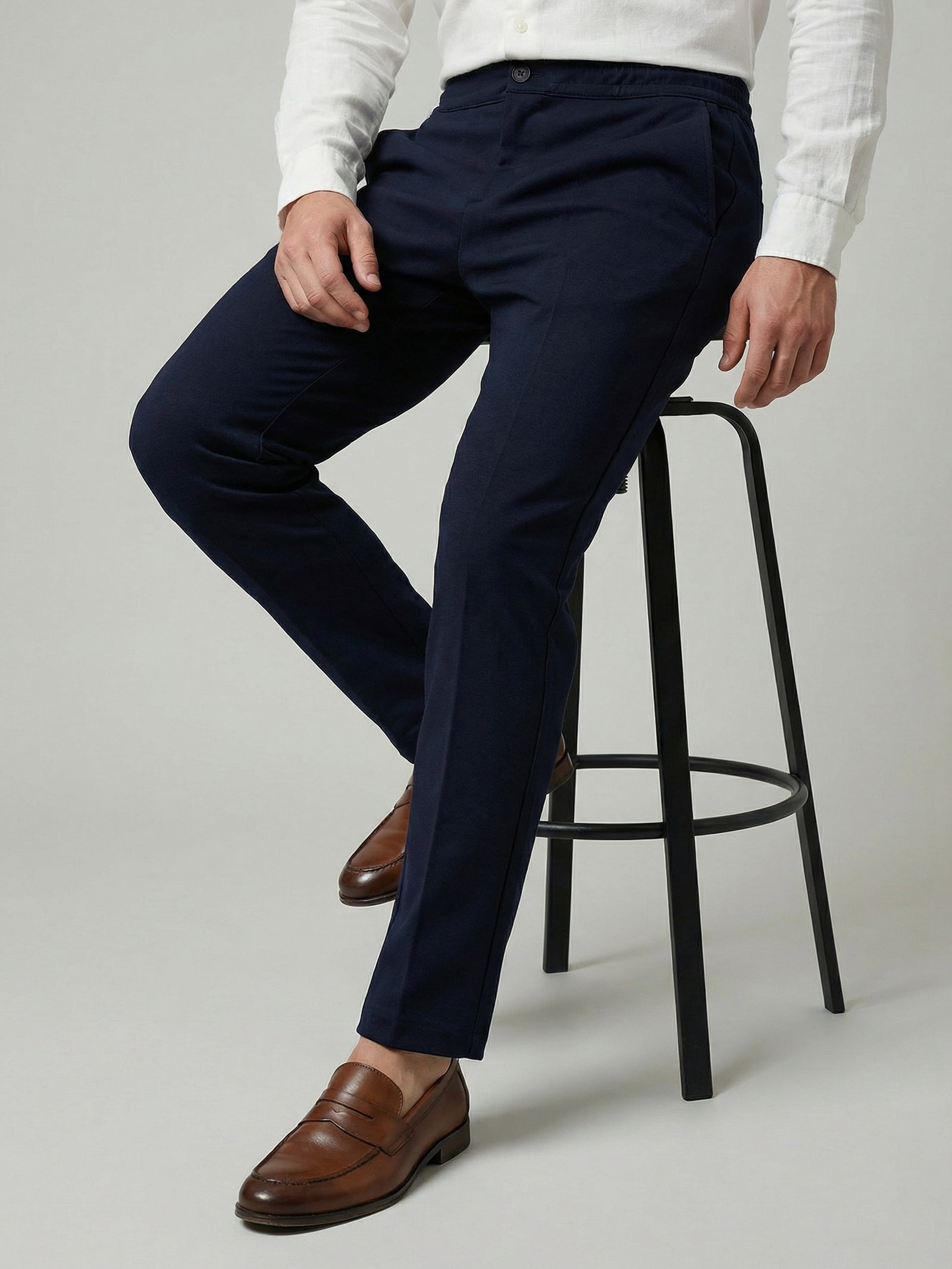 Celio Mens Navy Knit Slim Fit Cotton Casual Trouser