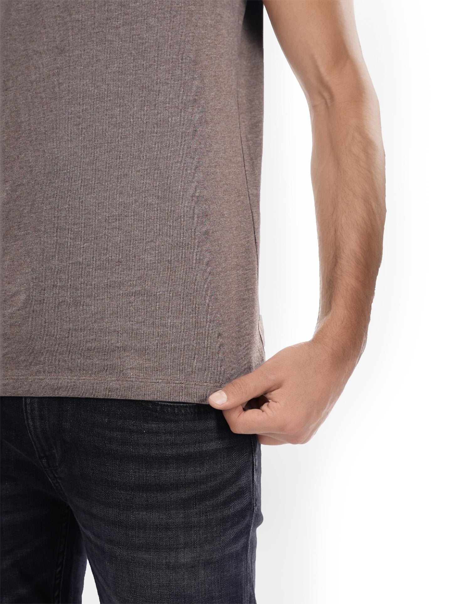 Brown Solid Cotton T-shirt