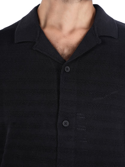 Black Solid Cotton Shirt