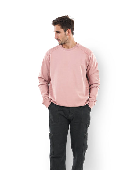 Pink Solid Cotton Sweatshirt