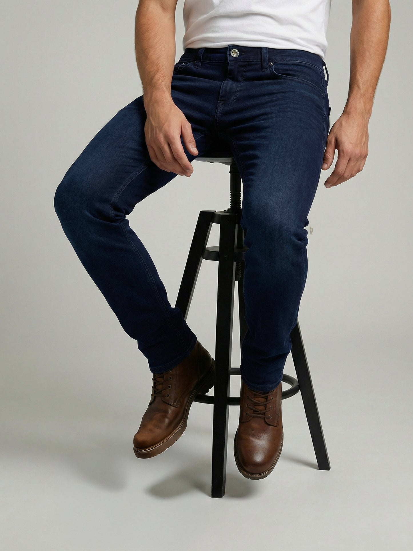 Celio Mens Blue Dobby Slim Fit Cotton Jeans