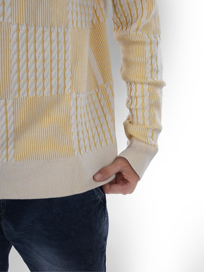 Yellow Colourblock Cotton Sweater