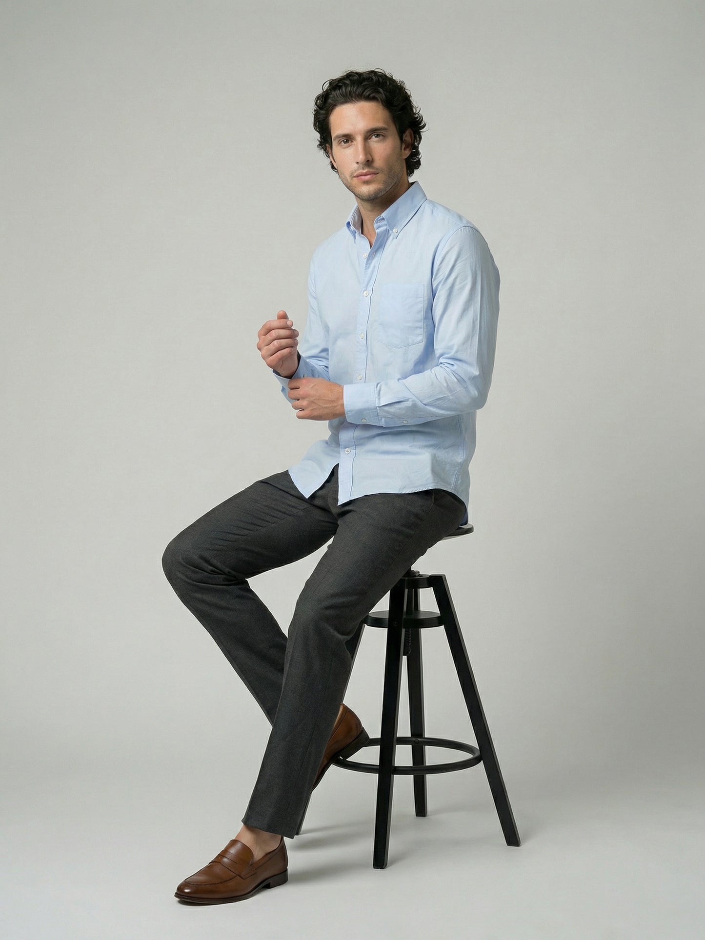 Celio Mens Blue Solid Regular Fit Cotton Shirts