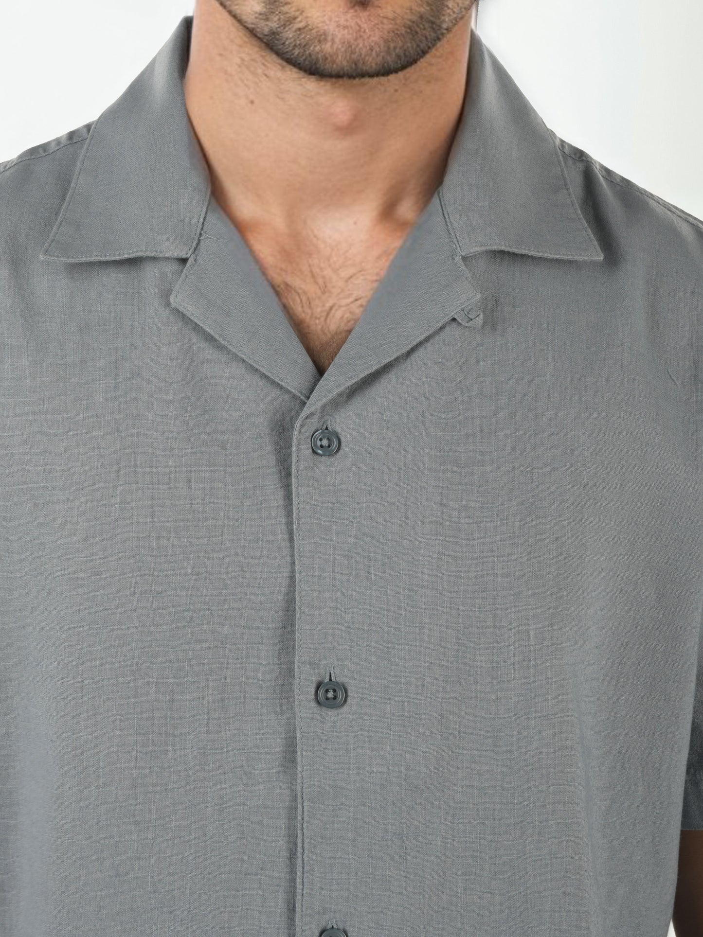 Blue Solid Linen Shirt