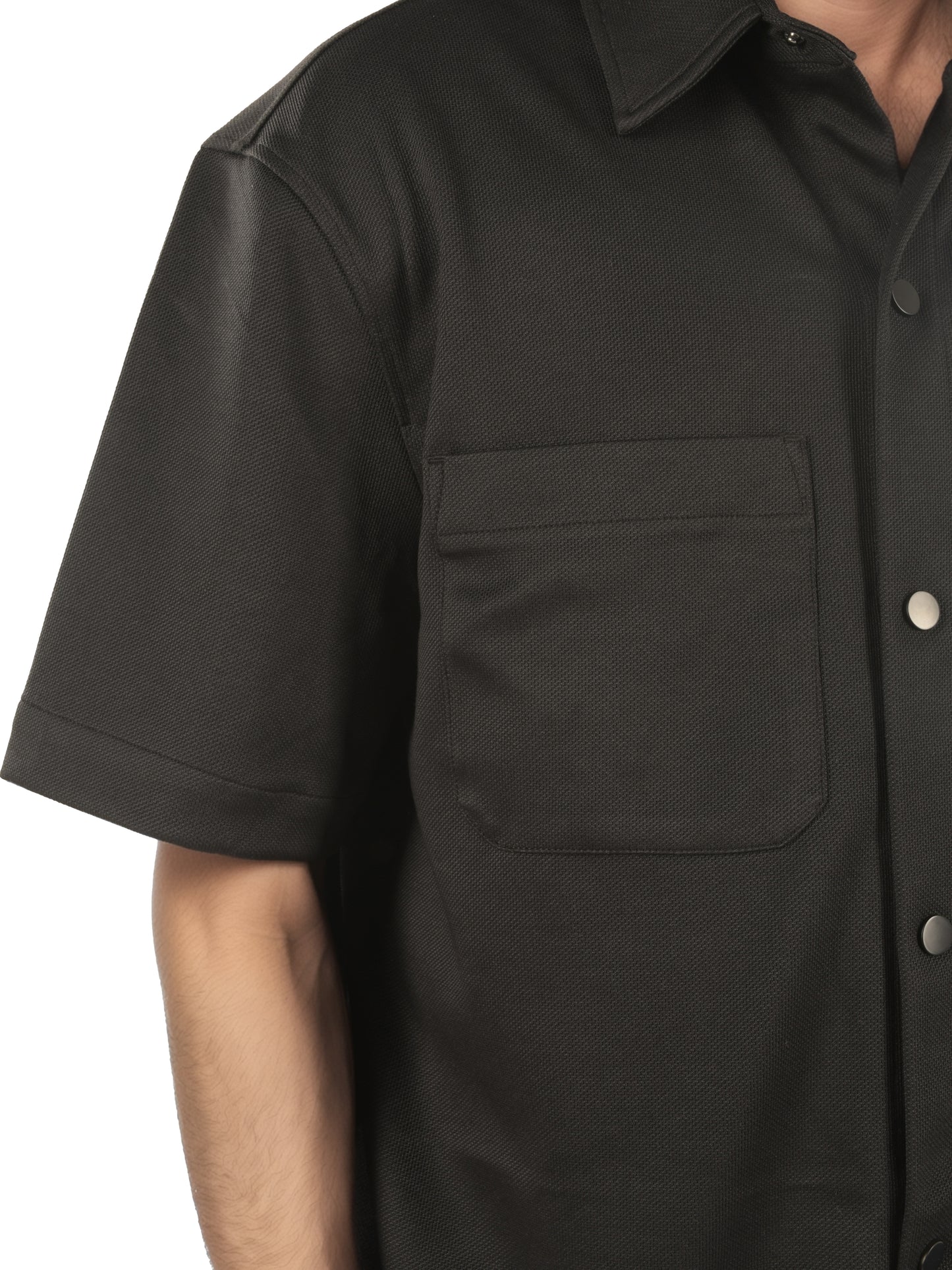 Black Solid Polyester Shirt