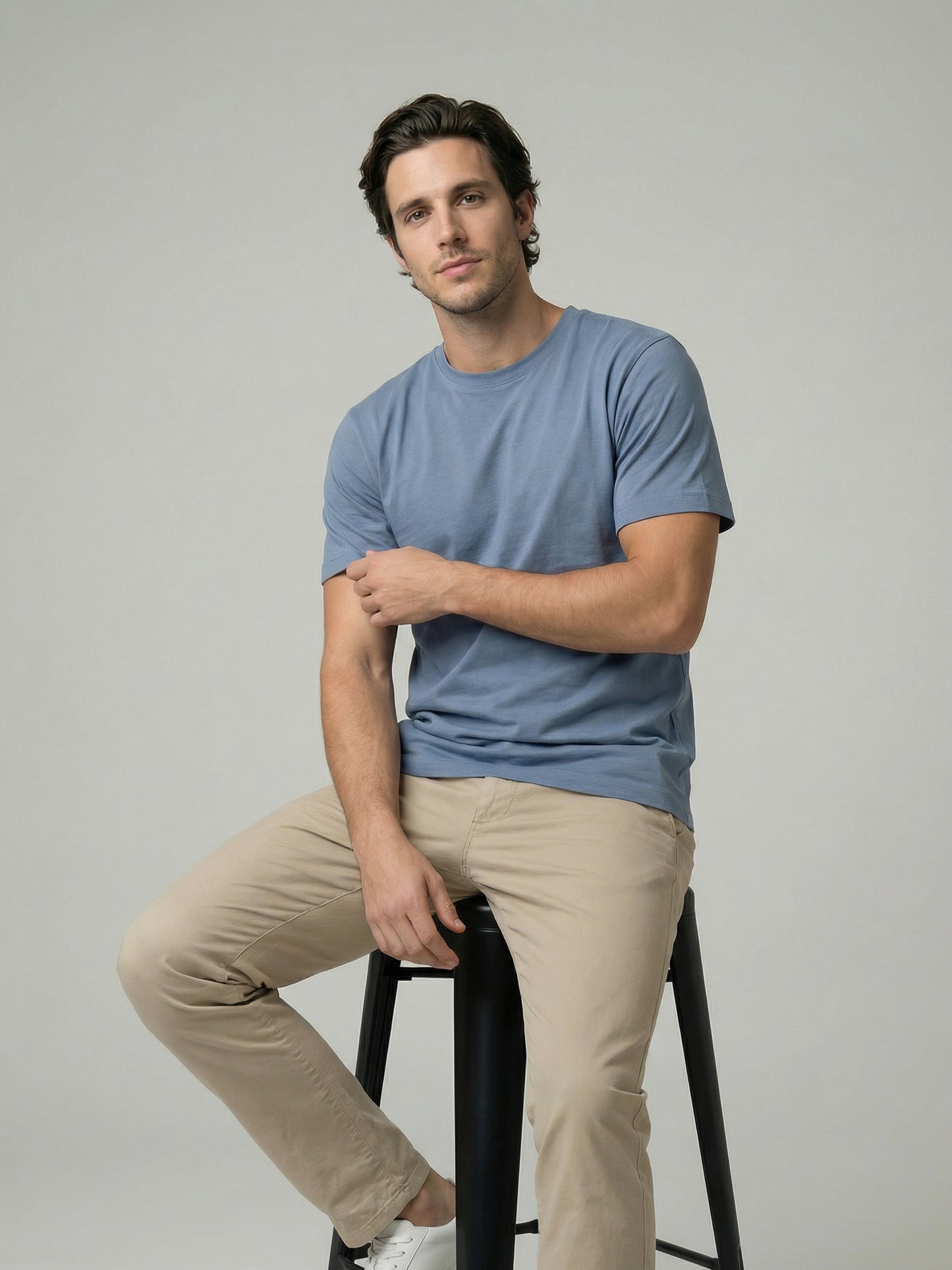 Celio Mens Blue Solid Slim Fit Cotton T-Shirts