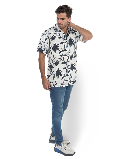 Off White Printed Viscose Shirt