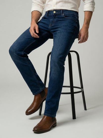 Celio Mens Blue Twill Slim Fit Modal Jeans