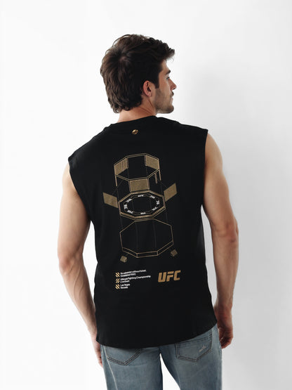 UFC - Black Printed Oversized Cotton T-shirt