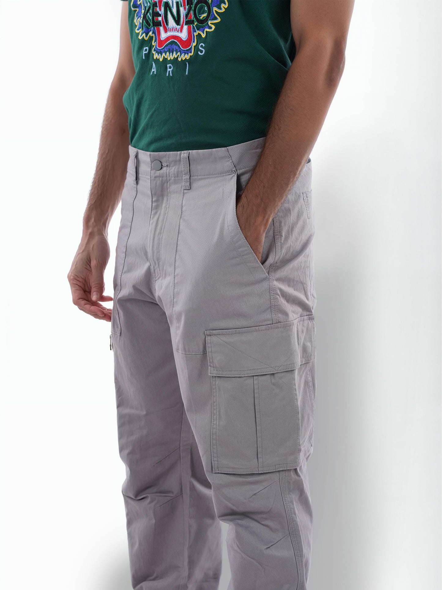 Grey Straight Fit Cargos